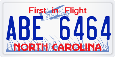 NC license plate ABE6464