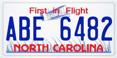 NC license plate ABE6482