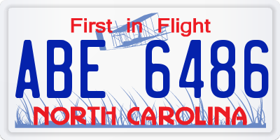 NC license plate ABE6486