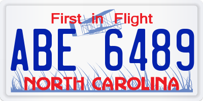 NC license plate ABE6489