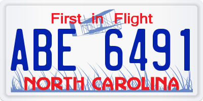 NC license plate ABE6491