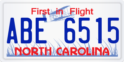 NC license plate ABE6515