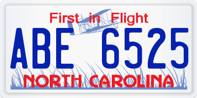 NC license plate ABE6525