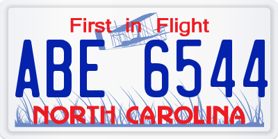 NC license plate ABE6544