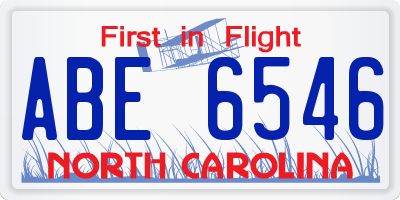 NC license plate ABE6546