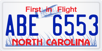 NC license plate ABE6553