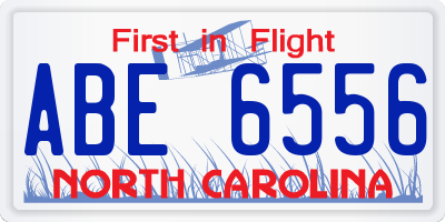 NC license plate ABE6556