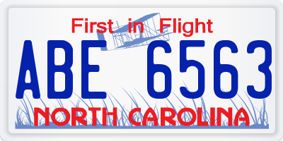 NC license plate ABE6563