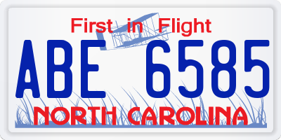 NC license plate ABE6585