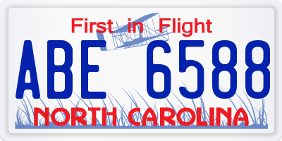 NC license plate ABE6588