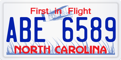 NC license plate ABE6589