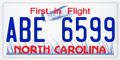NC license plate ABE6599
