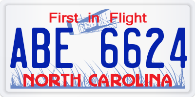 NC license plate ABE6624