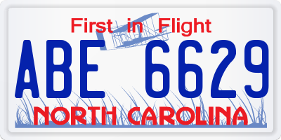 NC license plate ABE6629