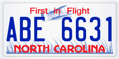NC license plate ABE6631