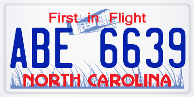 NC license plate ABE6639