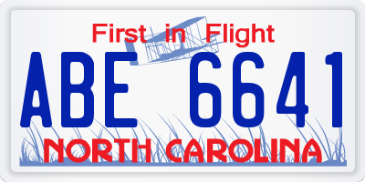 NC license plate ABE6641