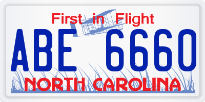 NC license plate ABE6660