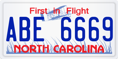 NC license plate ABE6669
