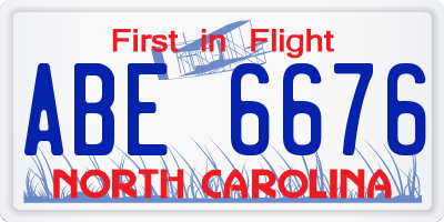 NC license plate ABE6676