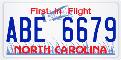 NC license plate ABE6679