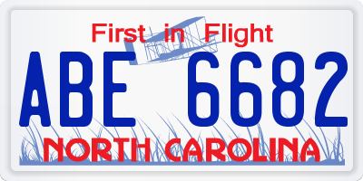 NC license plate ABE6682