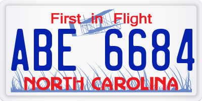 NC license plate ABE6684