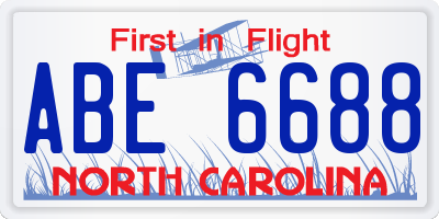 NC license plate ABE6688