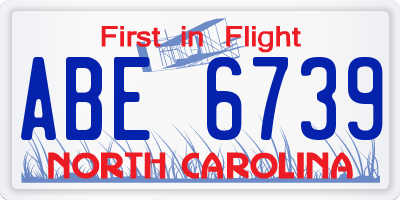 NC license plate ABE6739