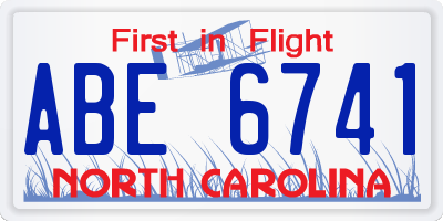 NC license plate ABE6741