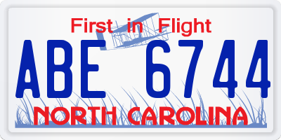 NC license plate ABE6744