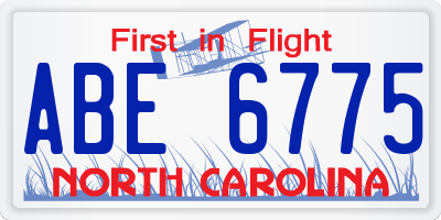 NC license plate ABE6775