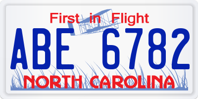 NC license plate ABE6782