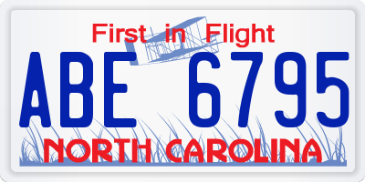 NC license plate ABE6795