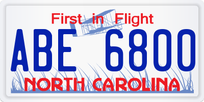 NC license plate ABE6800