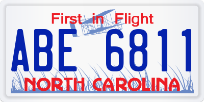 NC license plate ABE6811