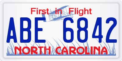 NC license plate ABE6842