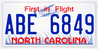 NC license plate ABE6849