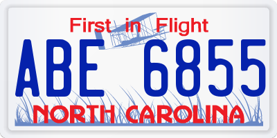 NC license plate ABE6855