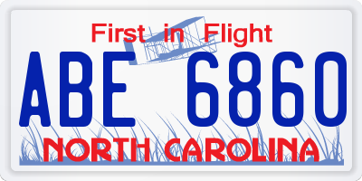 NC license plate ABE6860