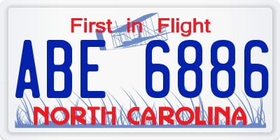 NC license plate ABE6886