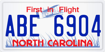 NC license plate ABE6904