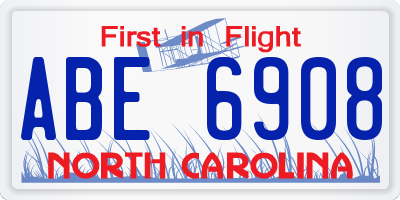 NC license plate ABE6908