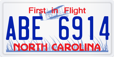 NC license plate ABE6914