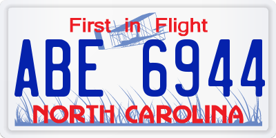 NC license plate ABE6944