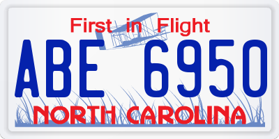 NC license plate ABE6950