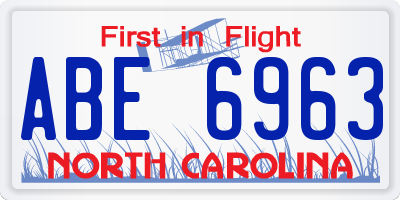 NC license plate ABE6963