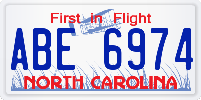 NC license plate ABE6974