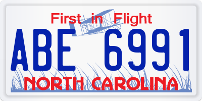 NC license plate ABE6991