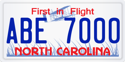 NC license plate ABE7000